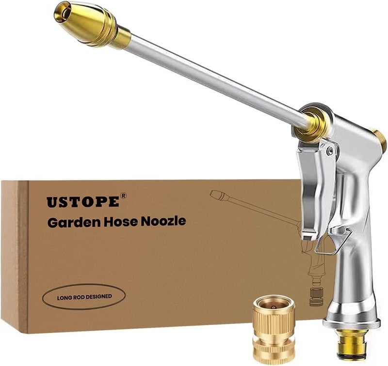 Ustope Garden Hose Nozzle, High Pressure Water Hose Nozzle Sprayer Head,fits 3/4” Garden Hose Thread,for Lawn & Garden,Washing Cars,Watering Garden,Cleaning,Showering Dogs&Pets - Image 1